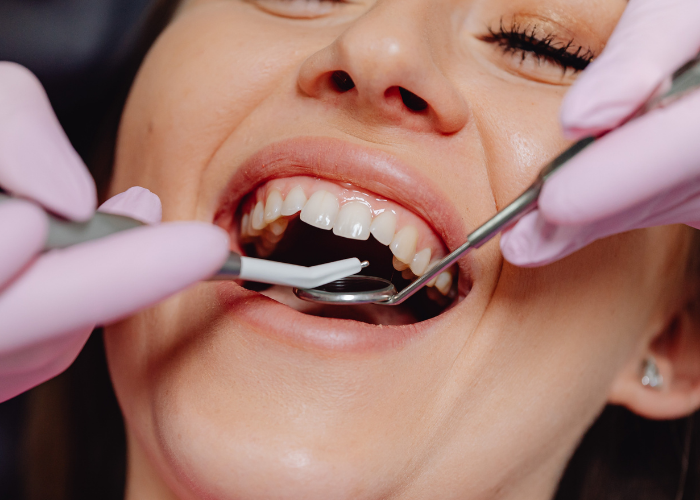 women receiving close up dental treatment 